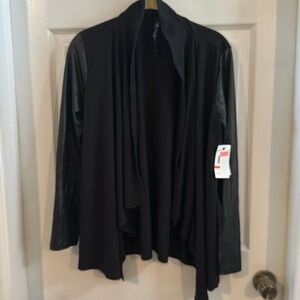 Jessica Simpson black and faux leather cardigan medium